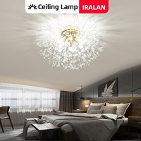 Nordic LED Crystal Ceiling Chandelier for Living Bedroom Room Silver Ball 3-color Modern Dandelion Ceiling Light Home Decoration
