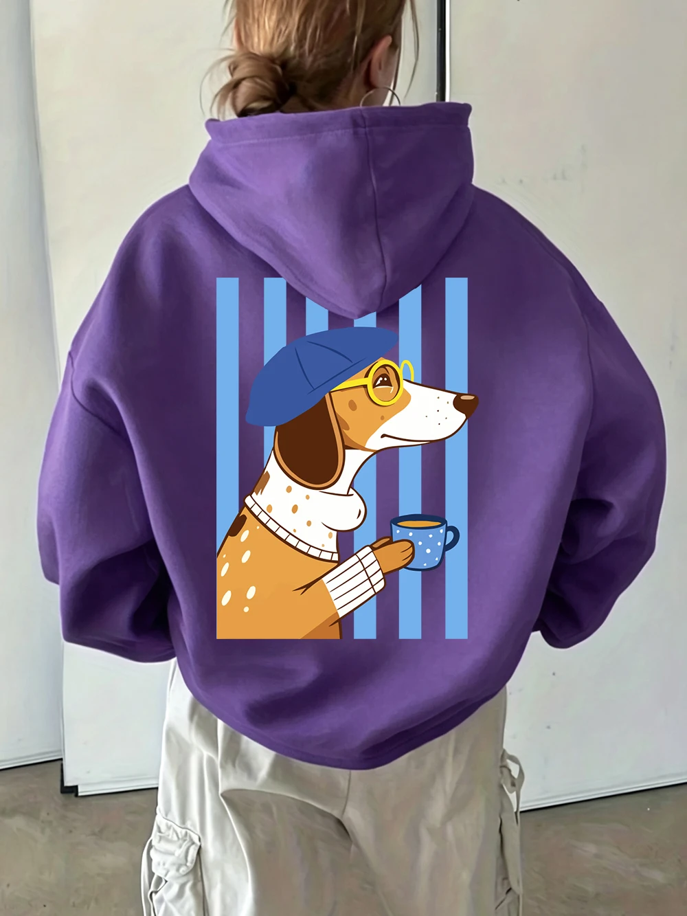 Dachshund-Hundemotiv Hoodies Damen Lässige Lose Pullover mit Taschen Sportliche Jogging-Sweatshirts Winter Fleece Warme Damenkleidung – Detail 19