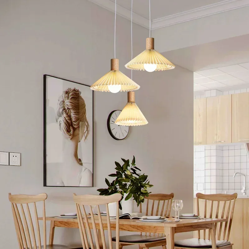 Dining Table Pendant Lights Kitchen Island Wood Hanging Lamp For Ceiling Bedroom Bedside Decoration Modern Suspension Chandelier