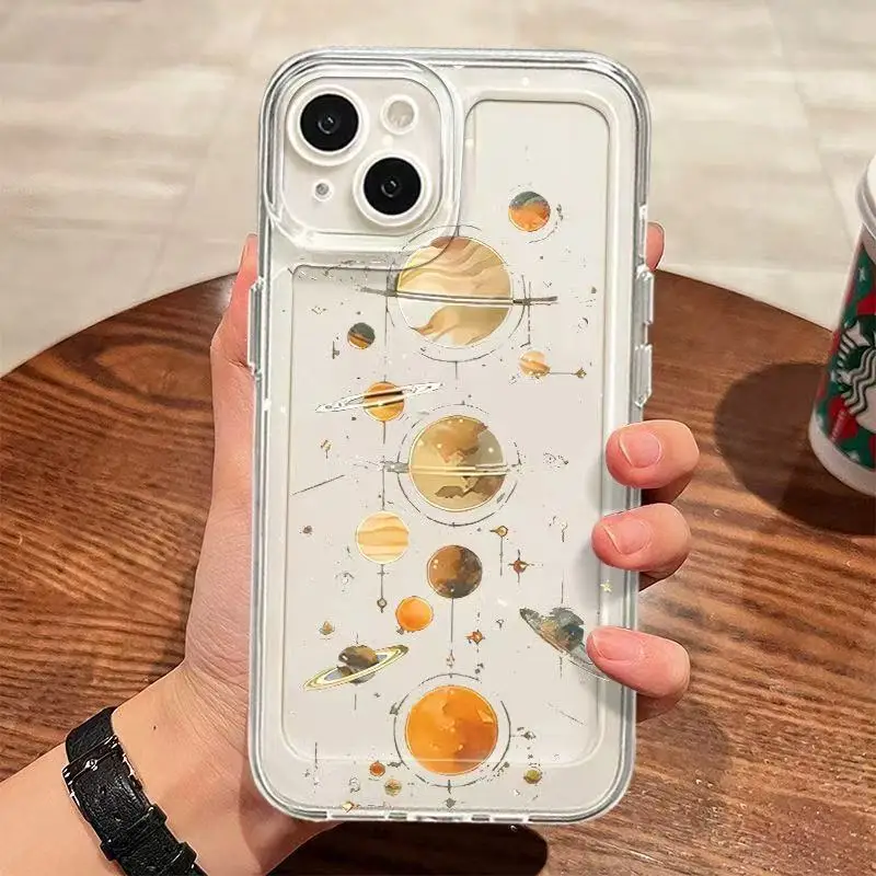 حافظة هاتف شفافة من Star Universe مناسبة لهاتف iPhone 16 15 14 13 12 11 Pro/ Max/Plus غطاء خلفي مقاوم للصدمات