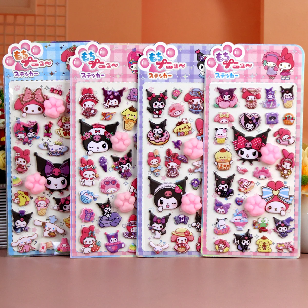 Sanrio doux pincé heureux doux mignon chat griffe décompression autocollant bulle autocollant coque de téléphone décoration autocollant