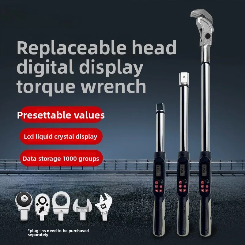 Replaceable digital torque wrench 2-level precision 9 * 12 14 * 18 connector