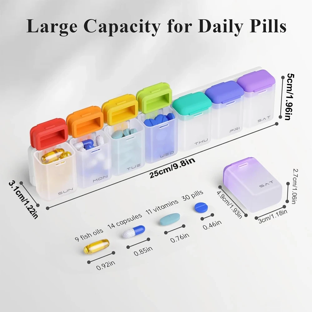 

1PCS Weekly Magnetic Pill Organizer Removable Pill Box Travel Large Pill Case Daily Medication Dispenser Container for Vitamin