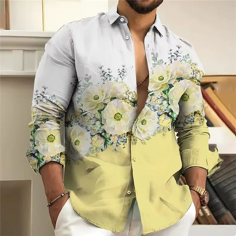 2026 New Men's Long-Sleeved Shirt, 3D Printed Pattern, Long Sleeves and Stand Collar, Stylish and Casual, Fast Shipping