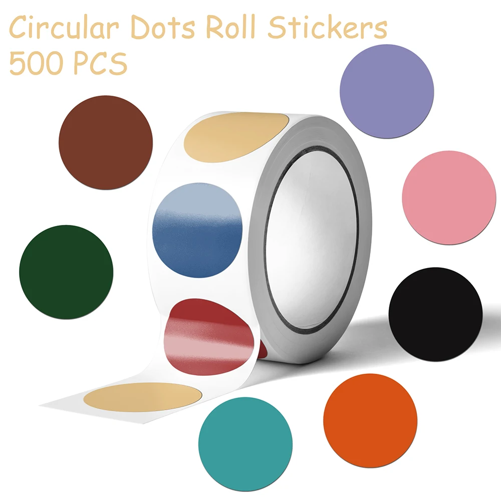 500pcs Colorful Circular Dots Roll Stickers Decals For Laptop Scrapbook Luggage Letter Helmet DIY Graffiti Aesthetic Stickers