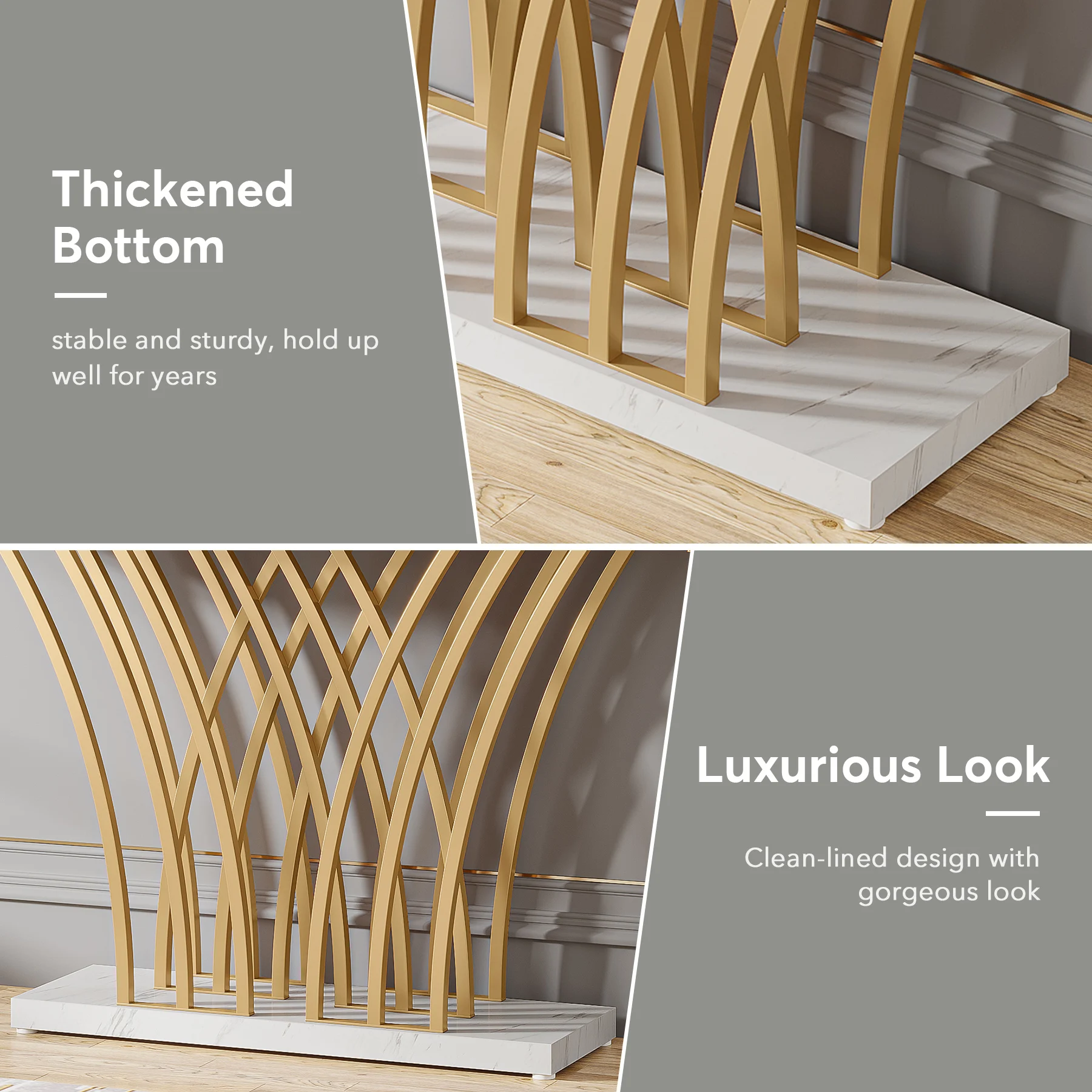 طاولة كونسول ذهبية مقاس 59 بوصة، طاولة مدخل حديثة مع قاعدة معدنية على شكل شبكة للمدخل، المدخل، المدخل، غرفة المعيشة #4