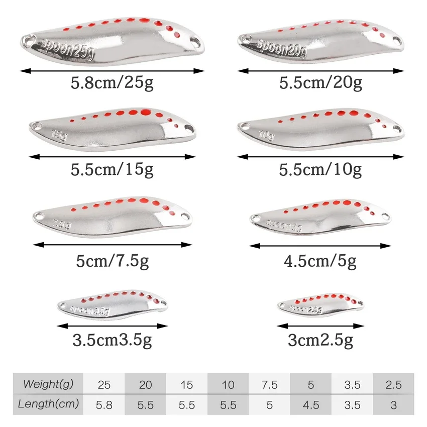 Metal Vib Leech Spinners Spoon Lures 2.5g 5g 7.5g 10g 15g 20g 25g 30g esca artificiale Lure attrezzatura da pesca per Bass Pike Perch