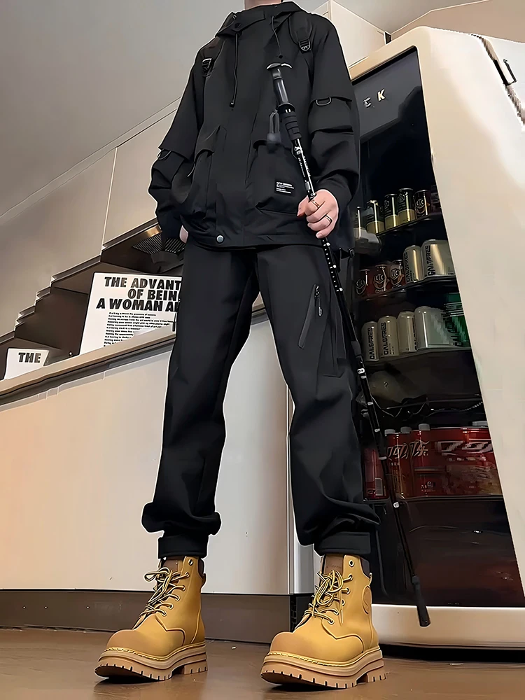 

Men's Fce Lined Cargo Pants Windproof Outdoor Climbing Trousers Boots Match Autumn Winter Heavy Du Workwear