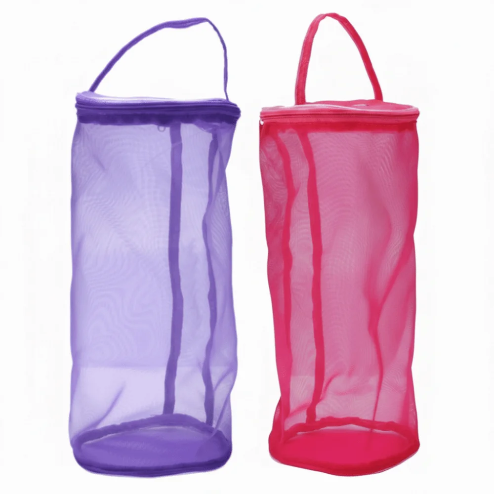 2pcs Durable Zipper Closure Yarn Storage Bag Yarn Dispenser Hole Lightweight Crochet Thread Bag Mesh Crochet Bag For Crocheting