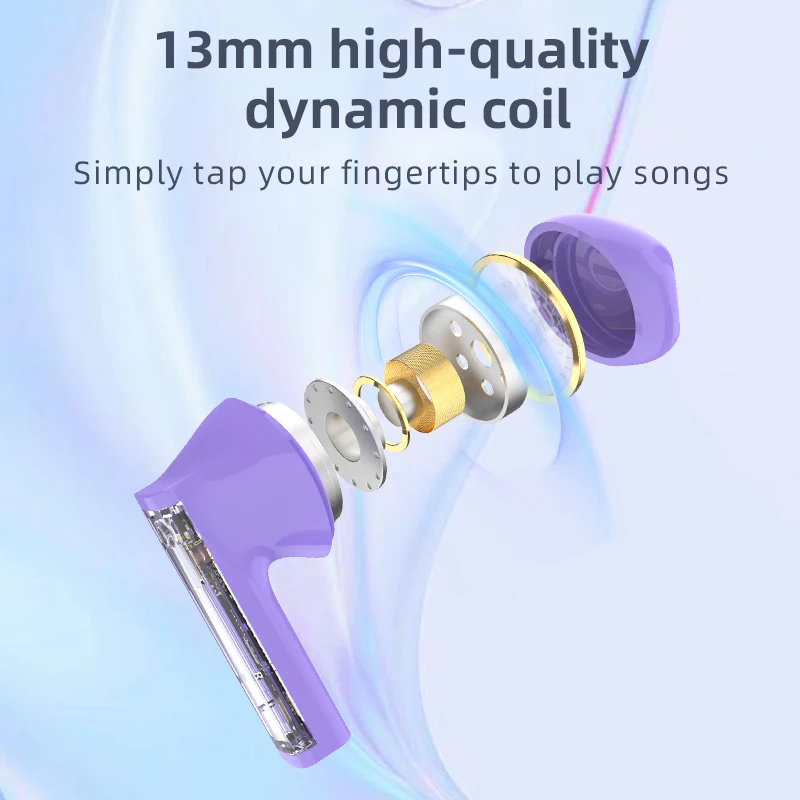 New cool crystal white bluetooth headset 5.3 transparent wireless sports game headset noise canceling earplugs bass music headse