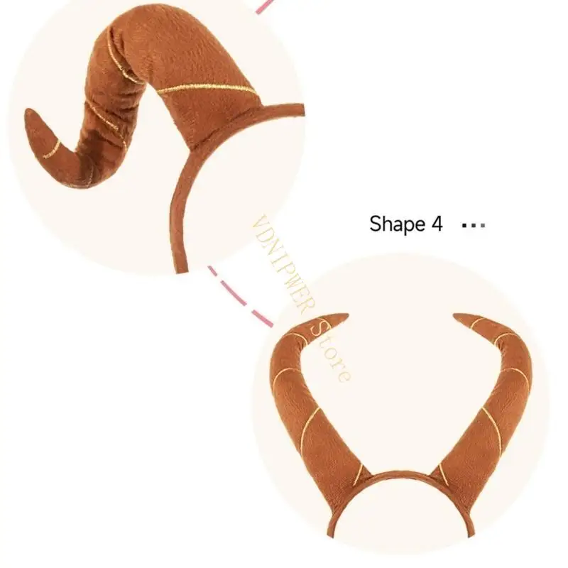 Demons Horn Bandbands Halloween Headswear Adjustable Hair Hoop Hairband D08E