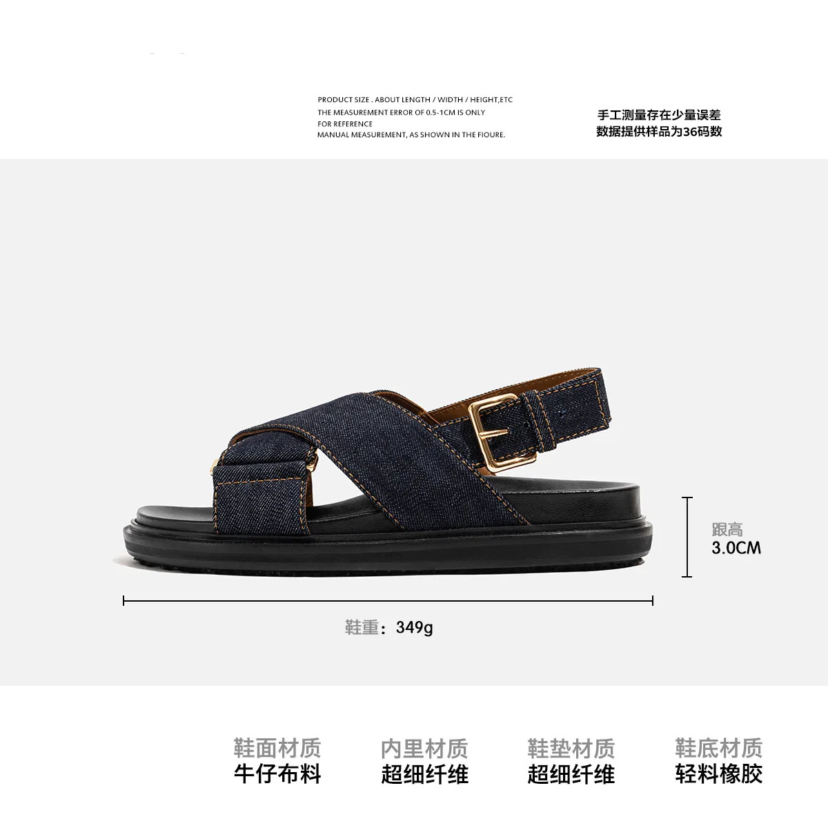 Low Sandals Woman Leather Low-heeled Fretwork Rubber Fabric Hoof Heels Slides Low Sandals Woman Leather Low-heeled Rubber Fabric