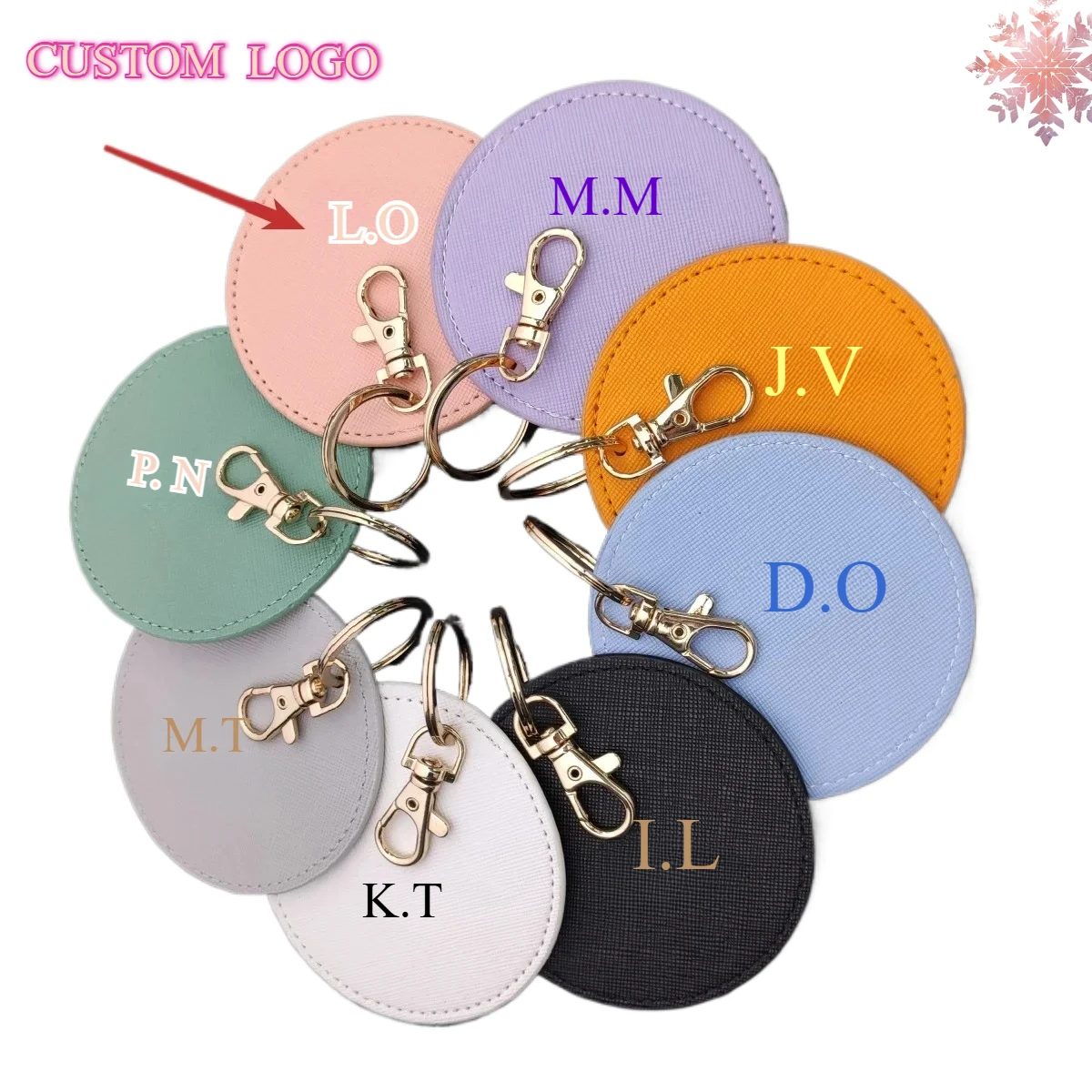 Custom Keychain Personalized Creative Circular Leather Key Chain Pendant DIY Bag Keyring Customize Logo Personalized lovers Gift