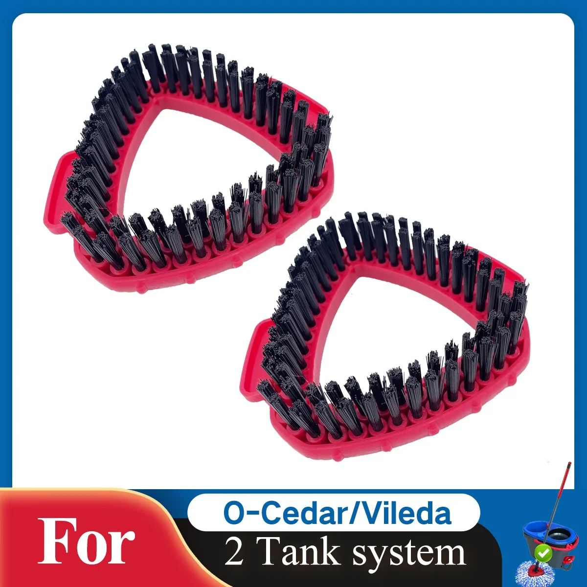 Accesorios de cepillo de fregado para sistema de tanque O-Cedar/vileda EasyWring 2, accesorios de repuesto de cepillo de limpieza de cerdas duras Spin Mop