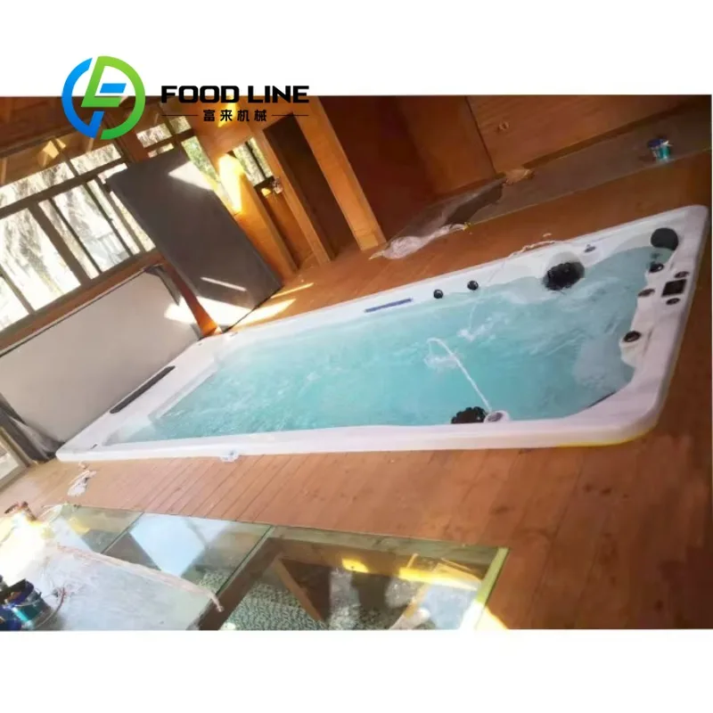 Swim Spa Pool Whirlpool Bathtub 5.82m Outdoor Garden Patio Counter Current Heated LED Waterfall Jet Tub Price Insulated 220V