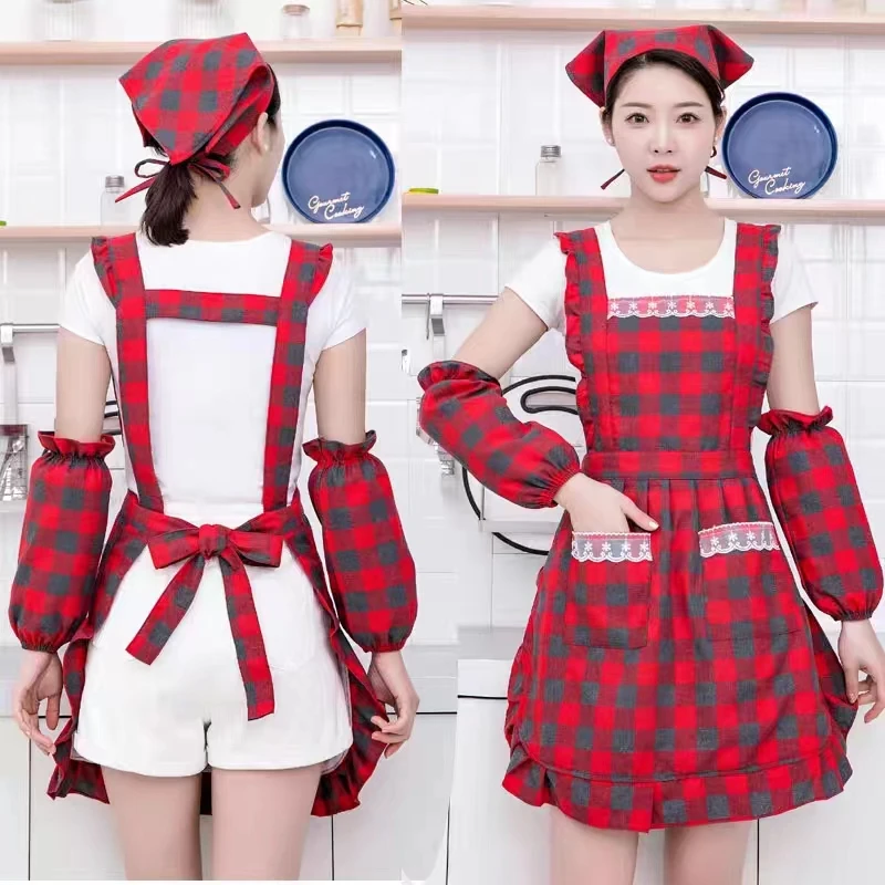 

1Pcs Cute Korean Style Apron Female Nail Shop Kitchen Coffee Overalls Home Cooking Cleaning Sleeveless Apron