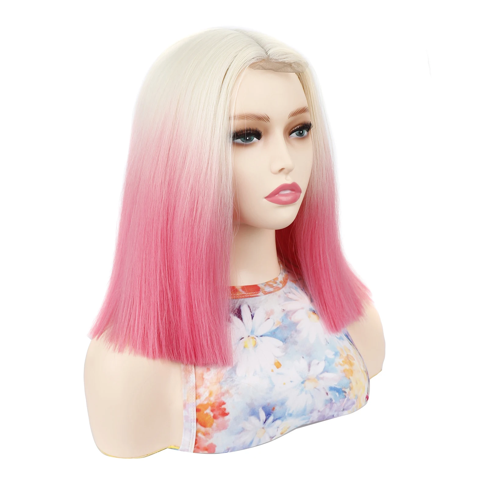 

Wigs Women's Medium Length Straight Wig Synthetic Hair Middle Part Multiple Ombre Colors Natural Looking for Party Daily Cosplay