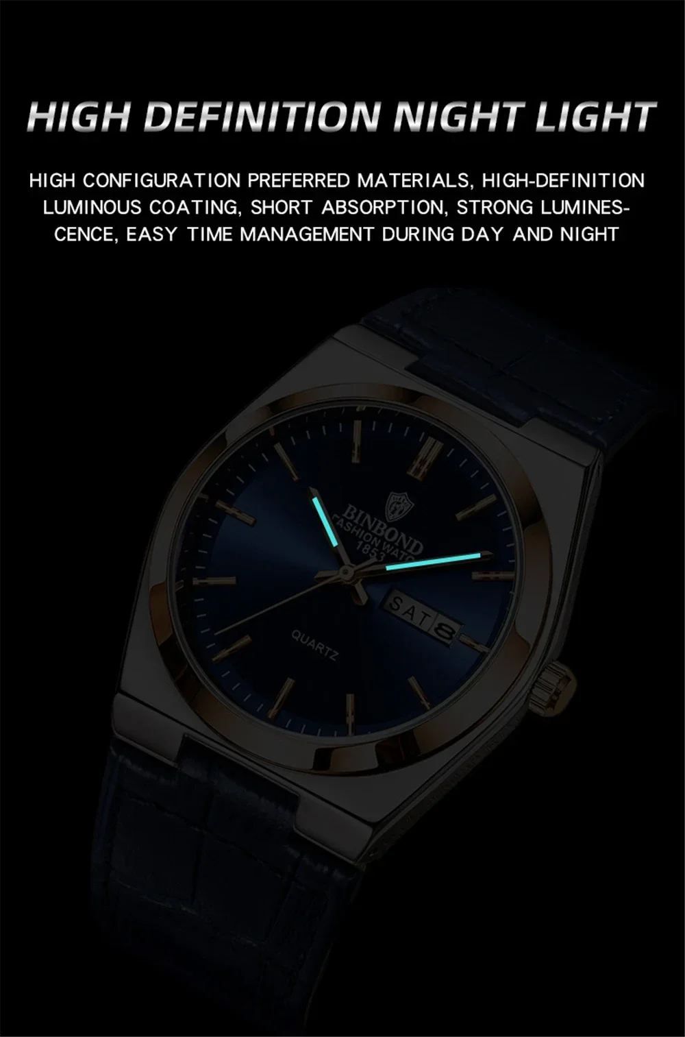 Nuovo Casual Uomo d'affari Orologio in pelle blu Orologio da uomo di lusso Orologi automatici Orologi da polso al quarzo moda uomo Reloj Hombre 2026