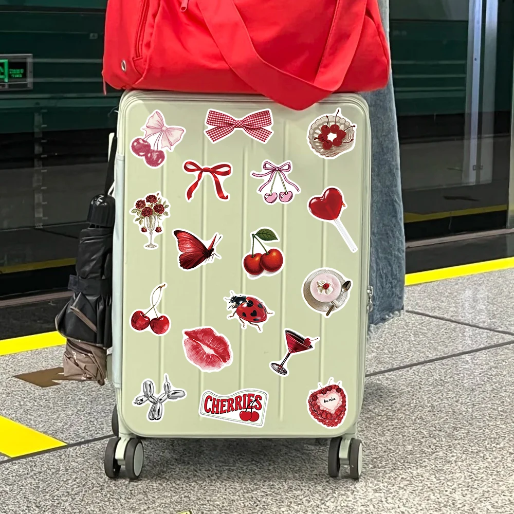 50pcs Cherry Coloured Graffiti Sticker Fashion Cool Decal For Phone Luggage iPad Scrapbook Guitar DIY Decoration Sticker view 5