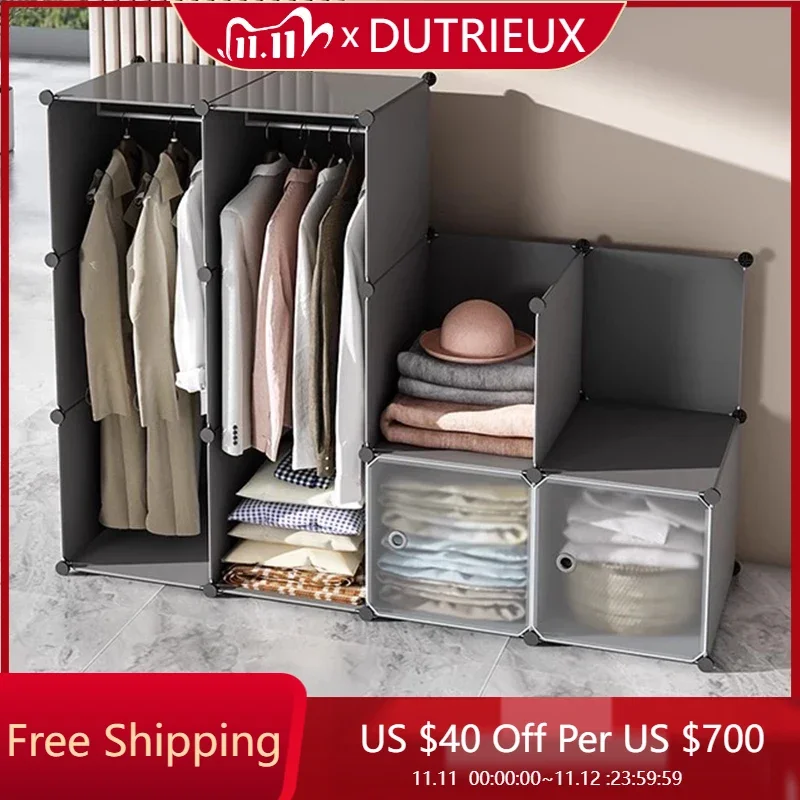 

Space Saving Modular Closet Plastic Modern Minimalist Nordic Cube Makeup Fabric Wardrobe Shelves Guarda Roupa Home Furniture