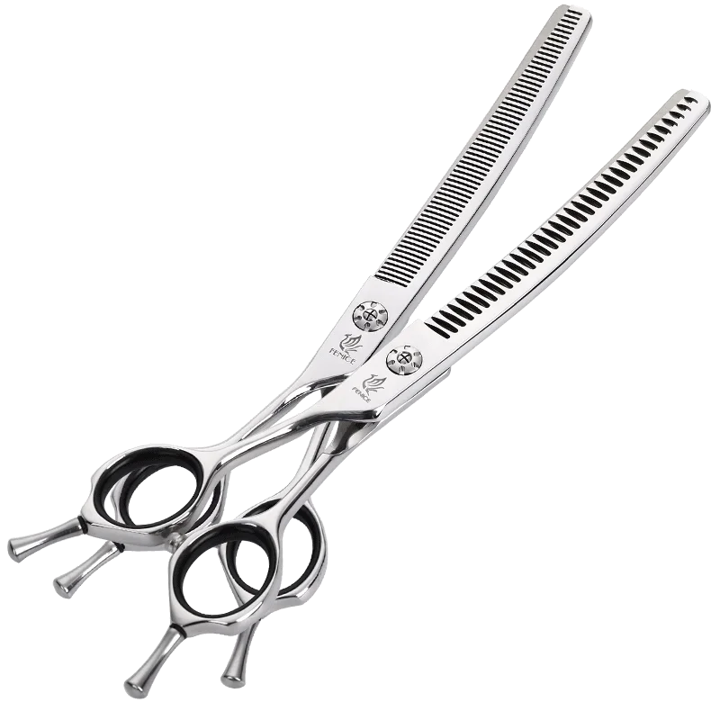 Professional Pet Thinning Curved Scissors Cutting for Dog Grooming 7 Inch Left Handed 440C Steel