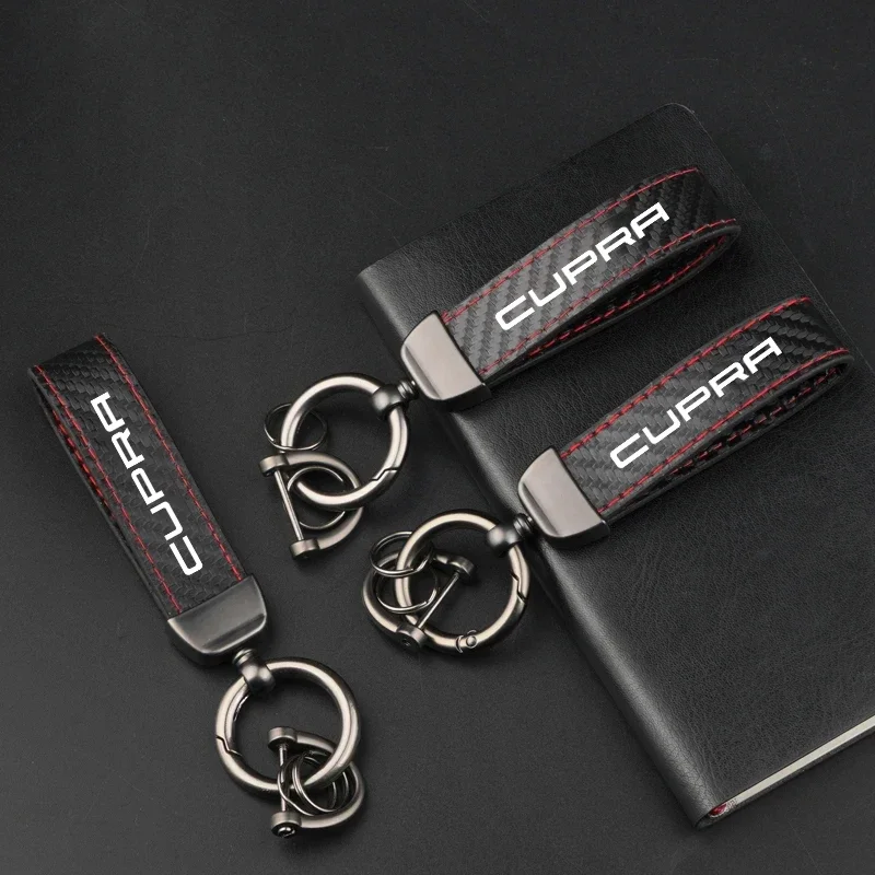 Car Keychain PU Horseshoe Buckle Jewelry For Seat Cupra Leon Ibiza Ateca Arona Cordoba Toledo Altea Arosa Accessories