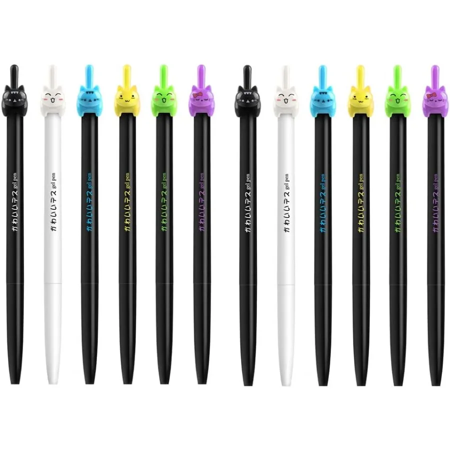 

Cute Pens Kawaii Pen Cute Cat Pens 0.5mm Gel Pens Black Ball Point Pens for School Office Supplies Cat