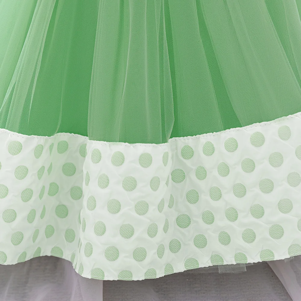 Toddler Green Flower Kids Party Dresses for Baby Girls 1st Birthday Wedding Princess Bow Banquet Girl Dress Evening Prom Costume