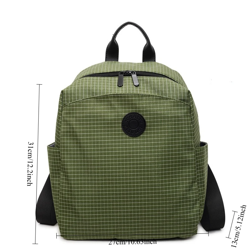 حقيبة ظهر أنيقة ذات ملمس مربعات وبسيطة للنساء ذات سعة كبيرة وحقيبة مدرسية متعددة الاستخدامات وخفيفة الوزن للتنقل للسفر #6