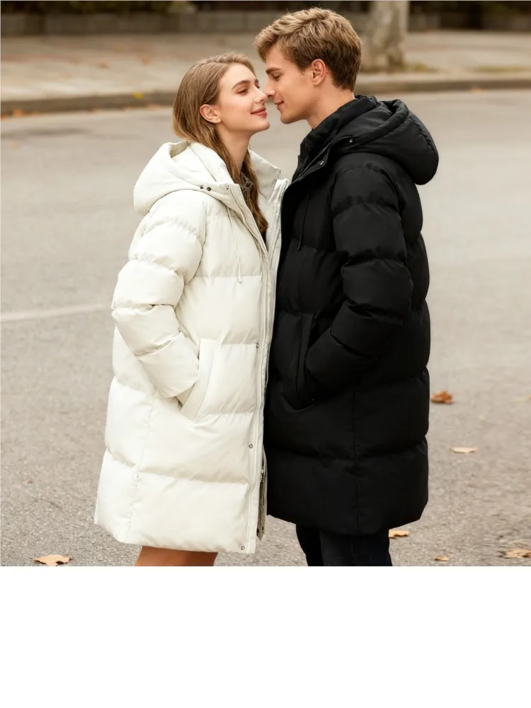 

Унисекс хлопковая парка средней длины с капюшоном и 3-защитным дизайном, однотонное мужское зимнее пальто, женские куртки-пуховики ​