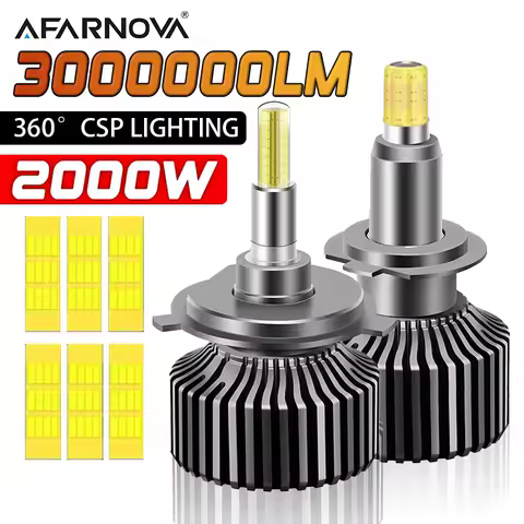 2PC 3D H7 Projector Led Car Headlight Bulb 360 H1 H4 HB3 HB4 9012 HIR2 6000K Led H11 H8 9006 9005 Auto Fog Lamp 12V Chips 2000W