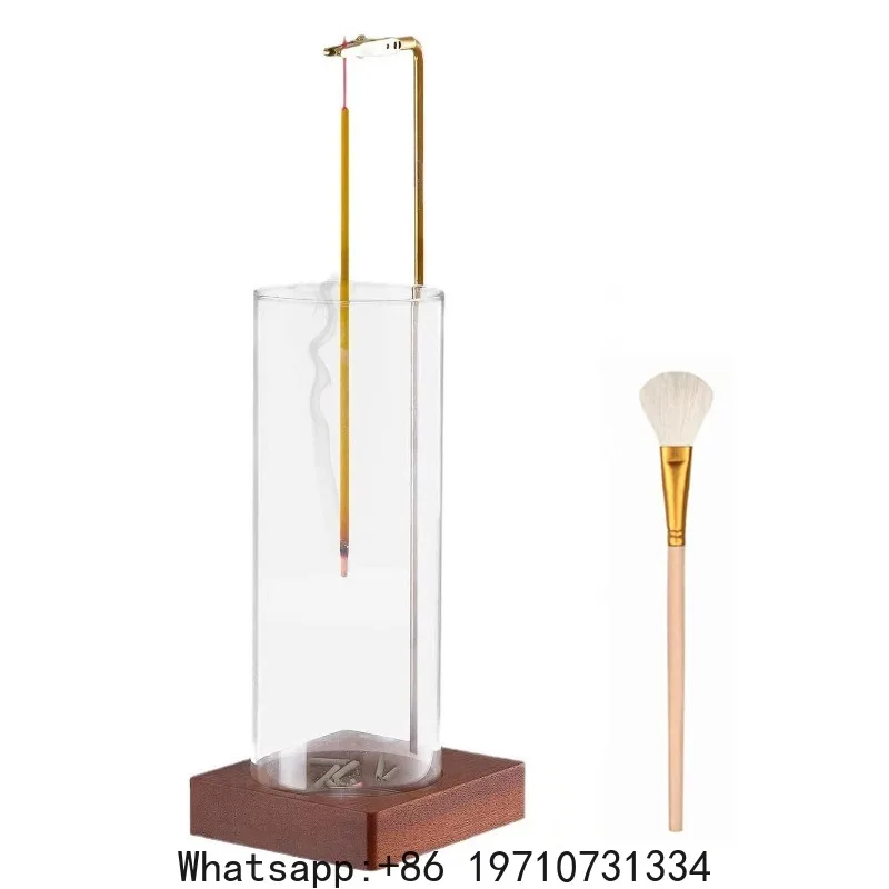 Solid wood seat upside down incense plug, glass windproof and ash-proof aromatherapy stove