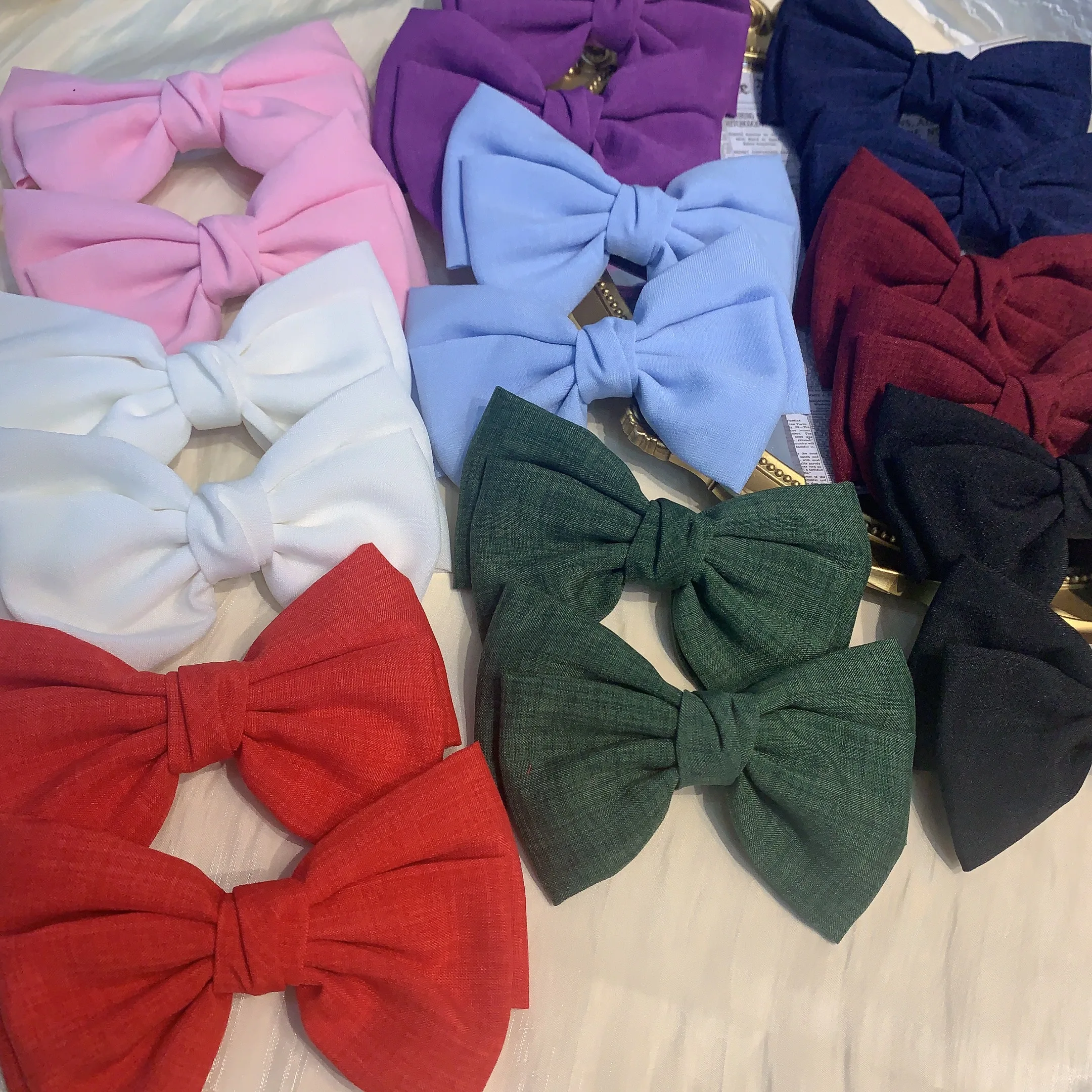 Vintage Linen Barrettes 2 Level Big Large Bow Hair Clip Korean Spring Ponytail Clip Hairgrips For Women Fashion Hair Accessories