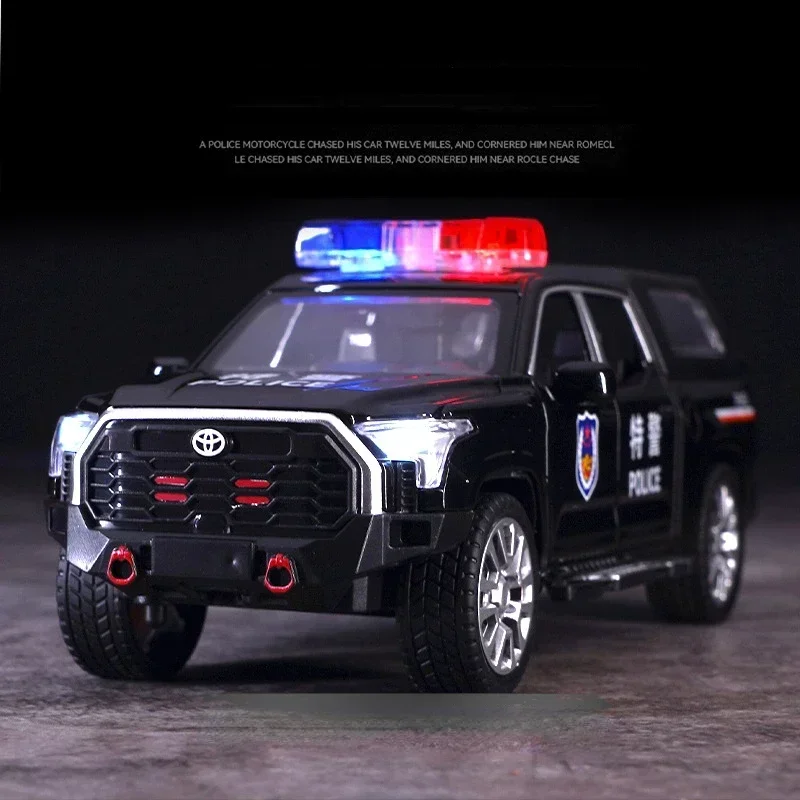 1:32 Toyota Tundra police car Truck Off-road Transporter Alloy Model Car Diecast Metal Vehicle Toy Model Sound＆Light Toy A984