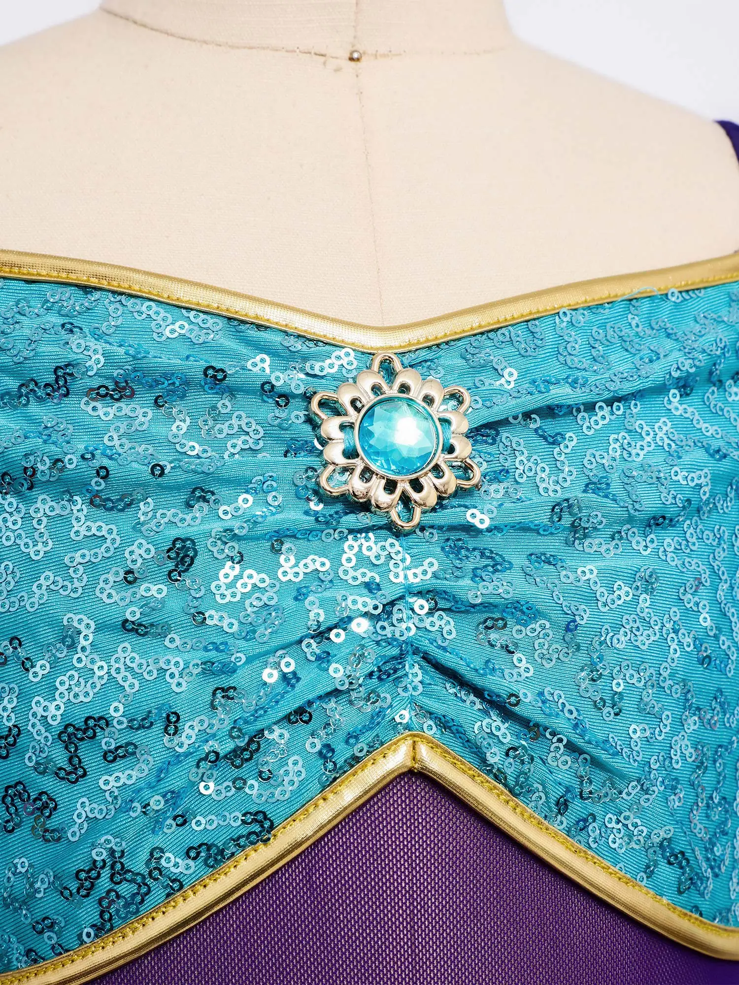 بدلة رقص شرقي للأميرة العربية للأطفال البنات مصنوعة من حجر الراين والترتر وخصر من التول لملابس الهالوين التنكرية #5