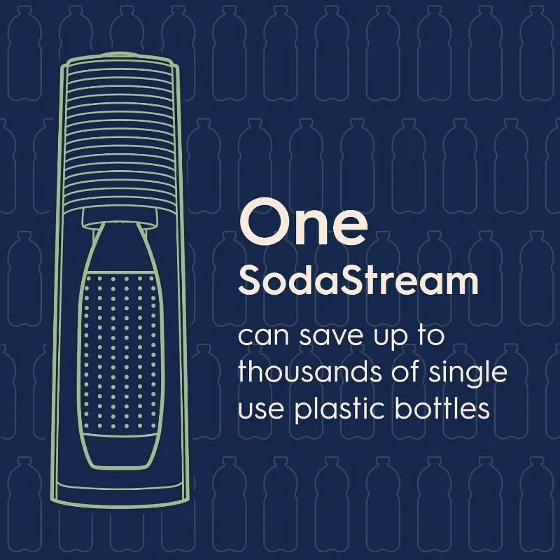 صانعة المياه الفوارة SodaStream Terra (أزرق ضبابي) مع زجاجة ثاني أكسيد الكربون وآمنة للاستخدام في غسالة الأطباق