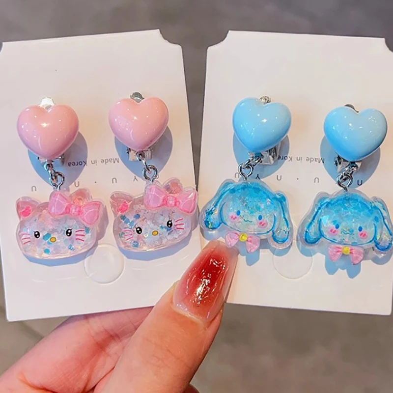 Cartoon Anime Ear Clips para Mulheres e Meninas, Sem Pingente Piercing, Acessórios de Joias, Presentes Bonitos, Moda, 1 Par