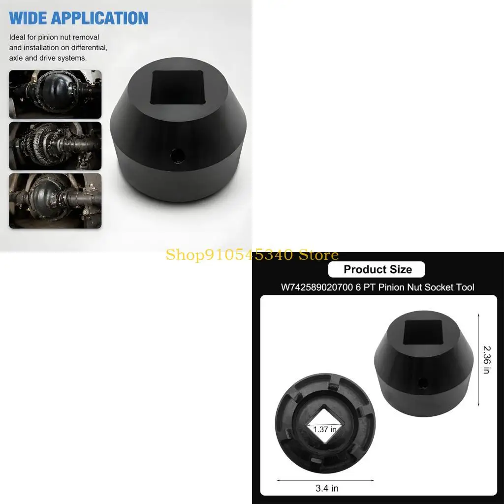 U2JA W742589020700 Differential Nut Socket Tool, 6 Point Service Socket with 3.4 in Diameter and Square Drive Opening for