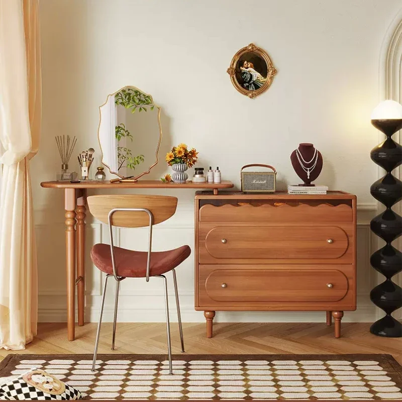 

Long Glass Vanity Tables Mirror Lights Large Woman Storage Organizer Dressers Drawers Makeup Nordic Coiffeuse Luxury Furniture