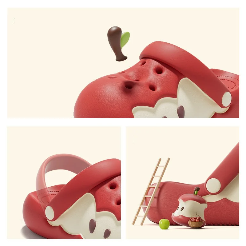 New Cute Apple Core Slippers Woman Novelty Mules Clogs Shoes 43 Women EVA Non Slip Indoor Outdoor Sandal Versatile Slides Shoes image 3