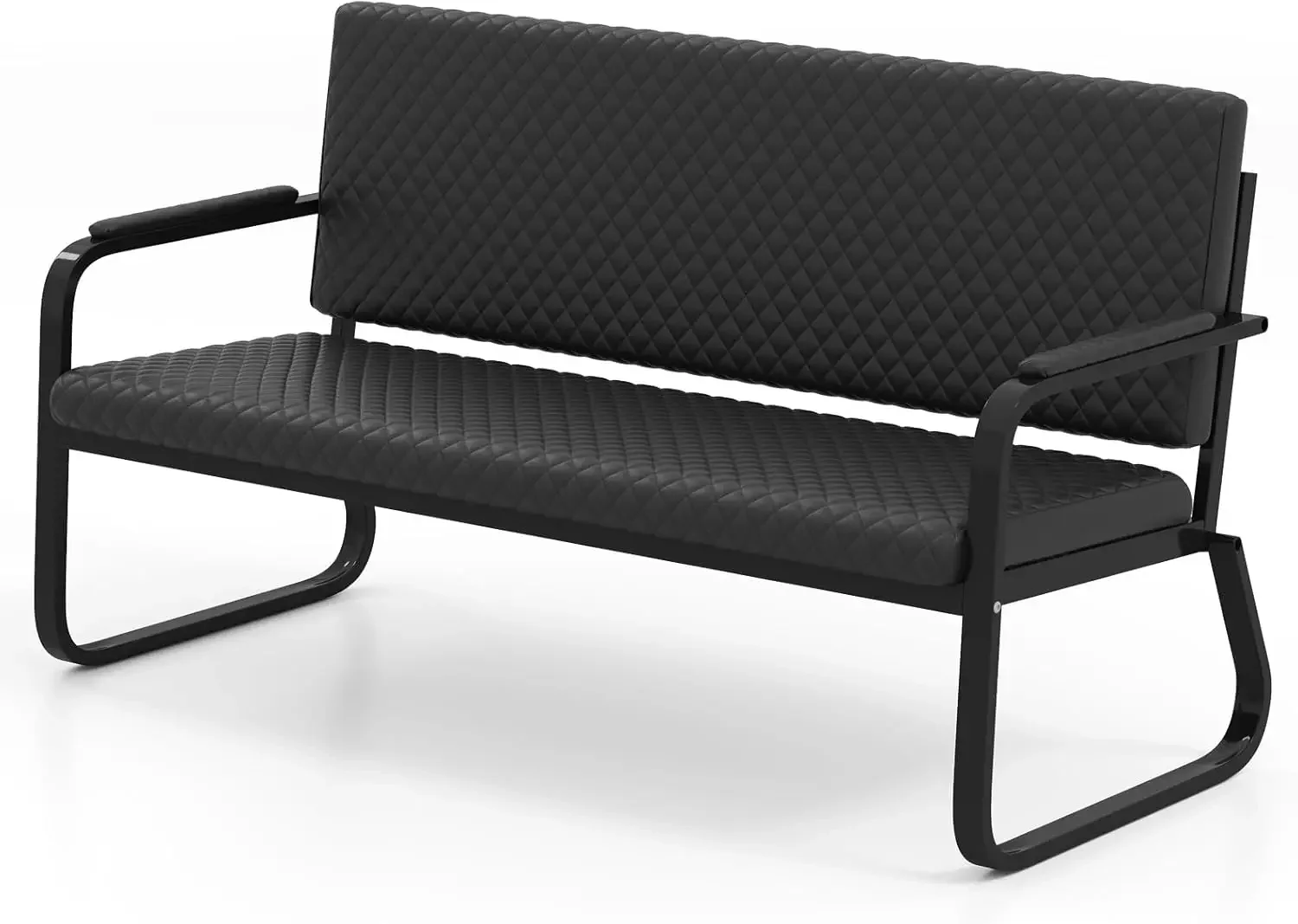 

Waiting Chair, 56’’ Office Guest Chair, Reception Seating with Padded Cushion, Durable Metal Frame, for Beauty Salon Barber Shop