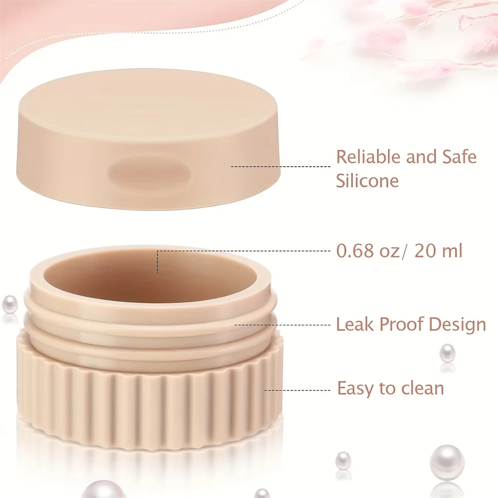 4 Pcs Travel Containers,20ml Small Silicone Cream Jar with Lid Mini Leakproof Lotion Jar Refillable Travel Cosmetic Container