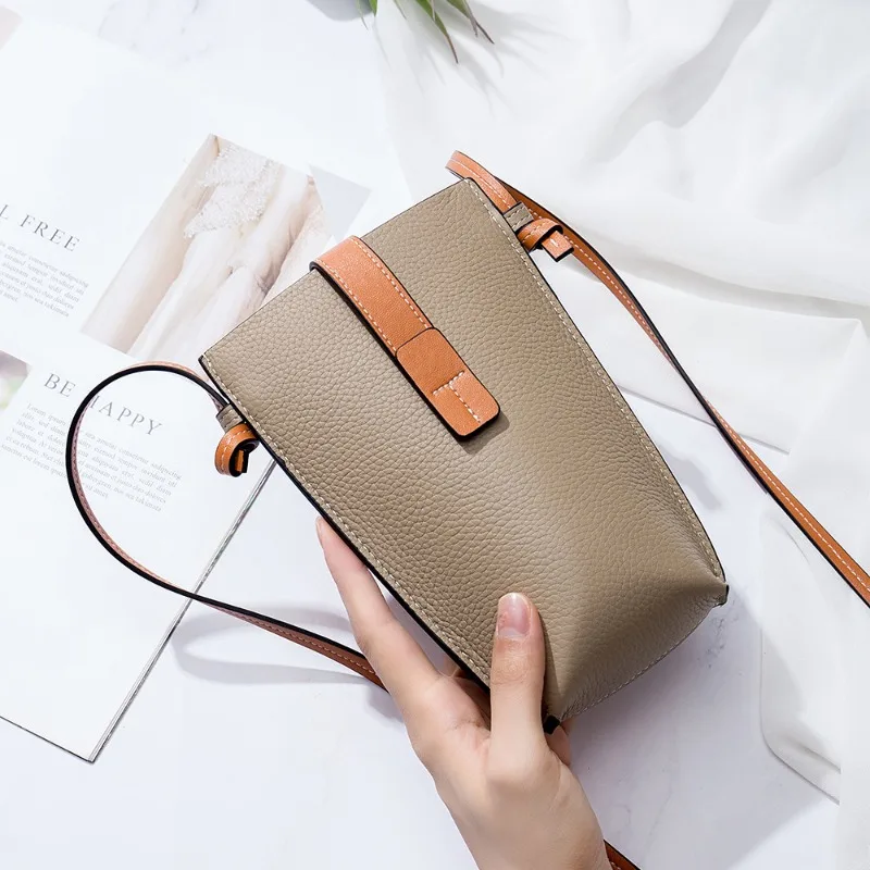 Fashion Retro Leather Women Bags High Quality Luxury Cowhide Mini Shoulder Bag Portable Versatile Mobile Phone Bag Crossbody Bag