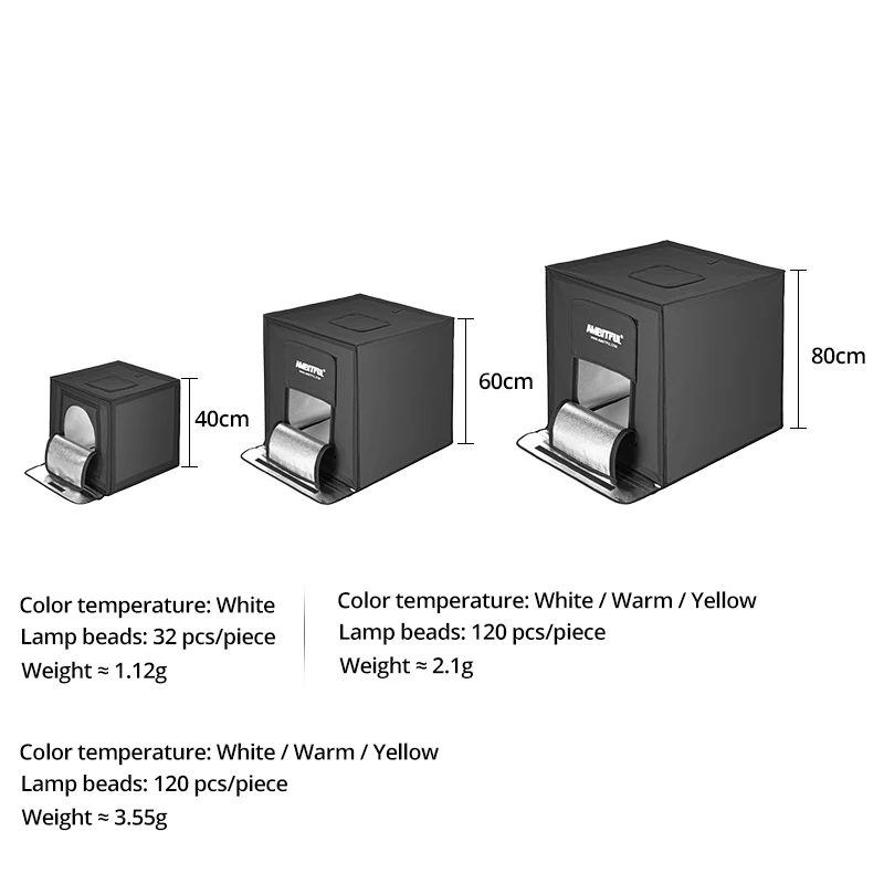 

2025 hot sale AMBITFUL 40cm LED Photo Studio LightBox Adjustable Brightness Led Light Softbox Photobox with 5 Color Background P