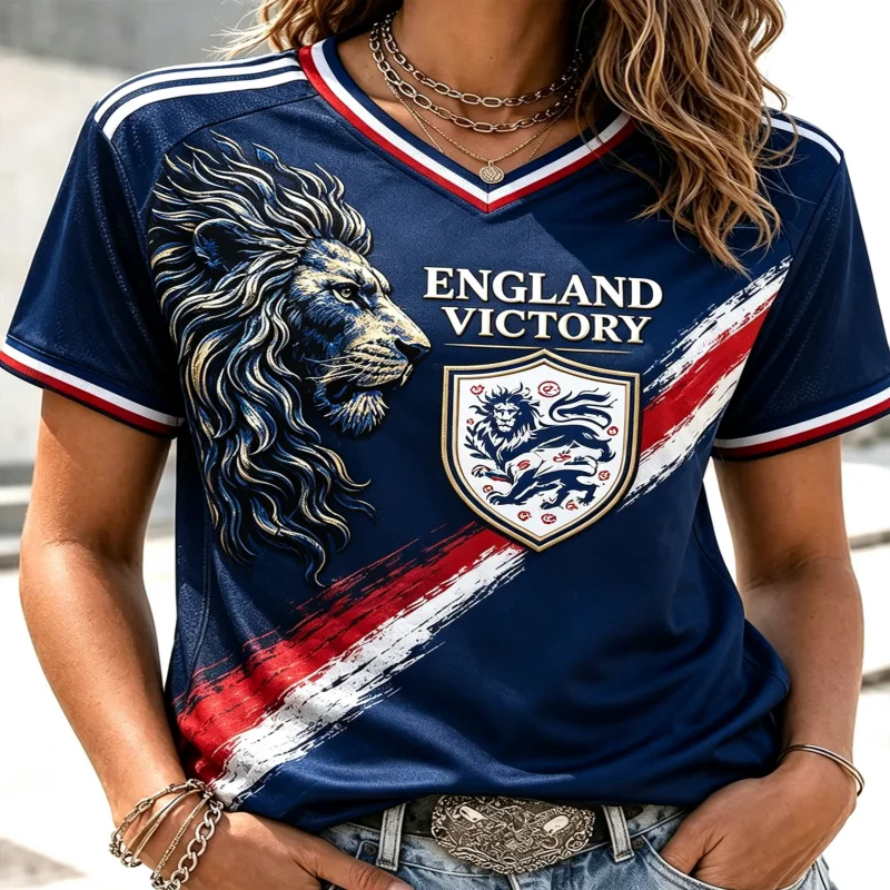 Family Matching Inspired England Lion Head Graphic T-shirt Saint George Cross Emblem Trim Cuff Quick-dry Casual Sport Tee