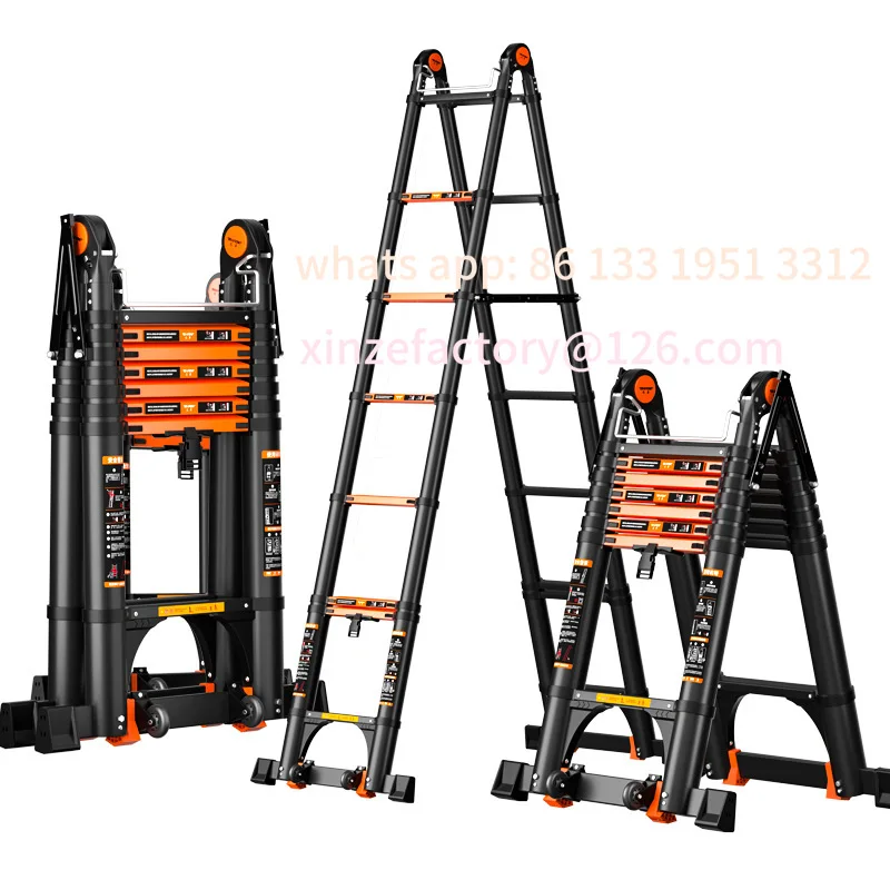Aluminum alloy telescopic ladder herringbone ladder Thickened folding ladder Multifunctional lifting engineering staircase