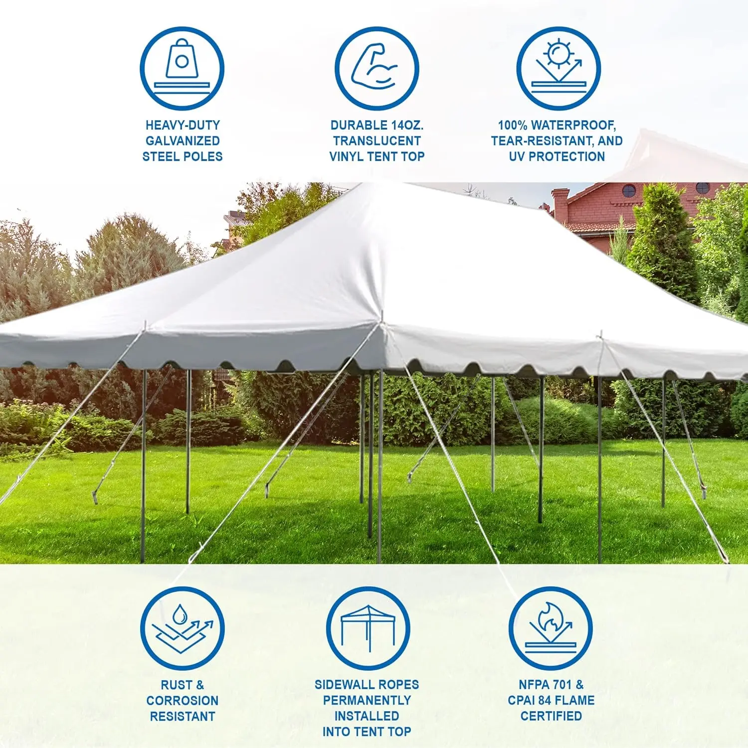 Easy Up Party Zelt für den Garten, Outdoor-Zelte für Partys, Hochzeiten, Promotionen, Bankette, Veranstaltungen, Heavy Duty, PVC White Top