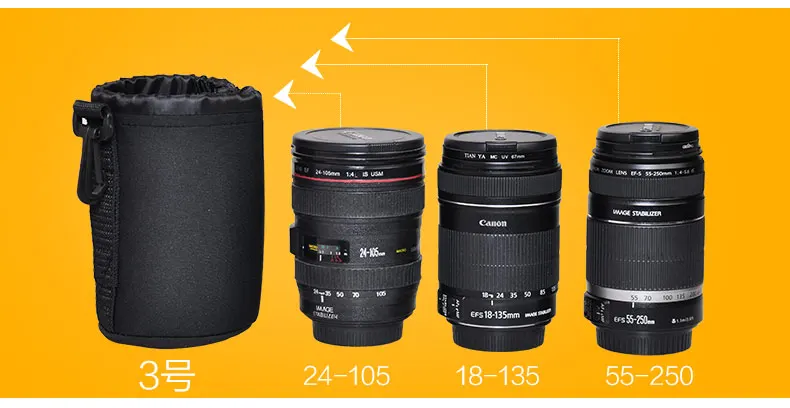 BIZOE SLR Camera Lens Video Bag Barrel Sleeve Bag Barrel Portable Protection thickenfor Canon Sony storage bag
