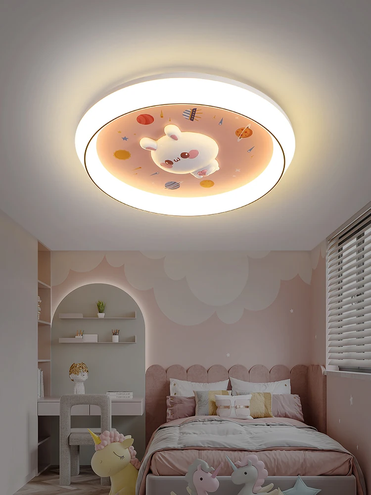 Pink cartoon rabbit  ceiling lamps girl bedroom light children room light Princess simple ceiling light