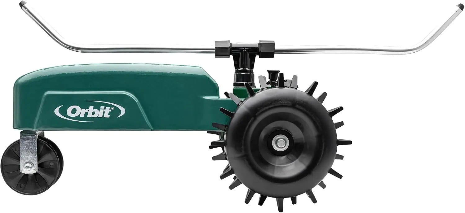 Traveling Tractor Water Sprinkler - Self-Propelled Traveling Sprinkler for Wide Lawn Coverage - Cast-Iron Body with Adjustable C
